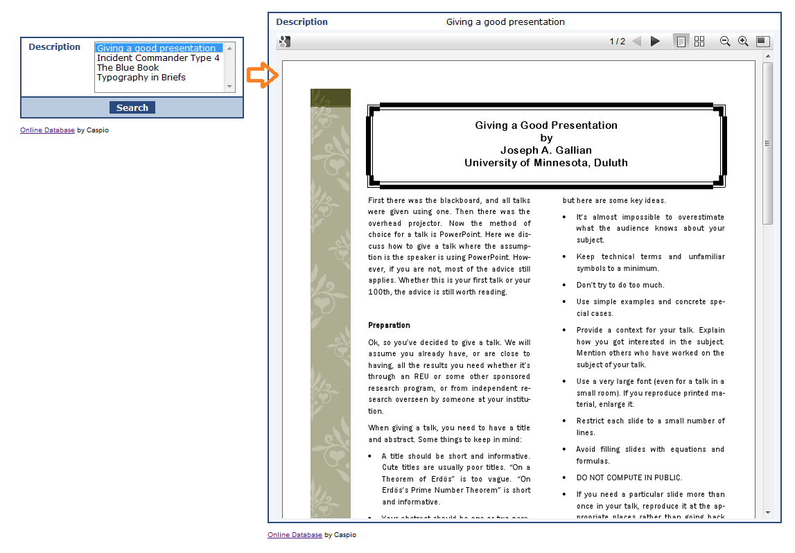 caspio file viewer deployed