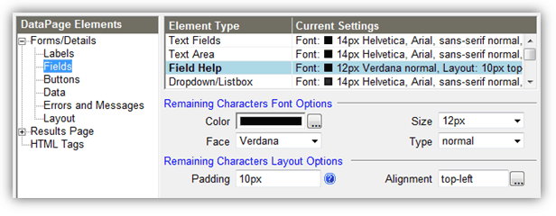Styling the Field Help Using the Style Wizard Styling the Field Help Using the Style Wizard
