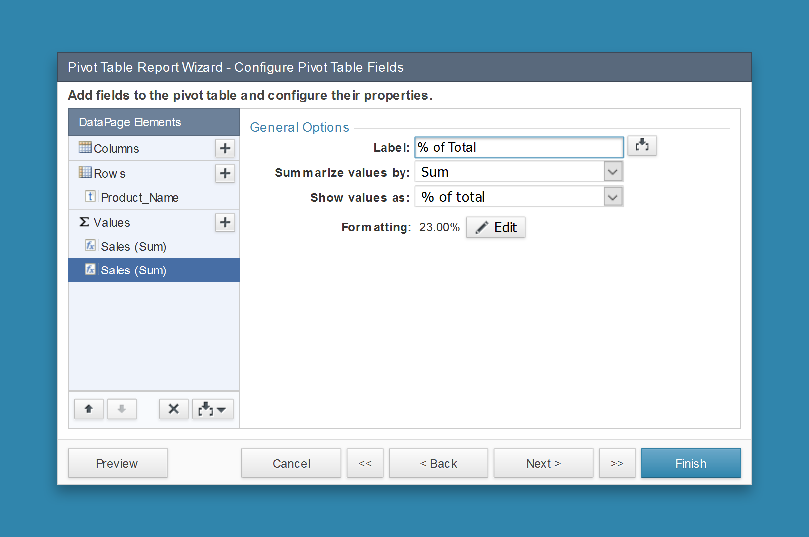 pivot table reports caspio online help