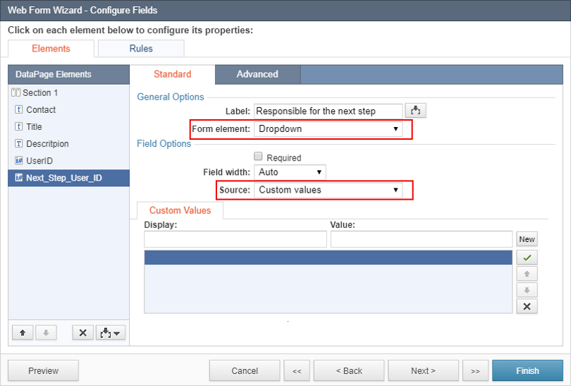 Load default values and continue