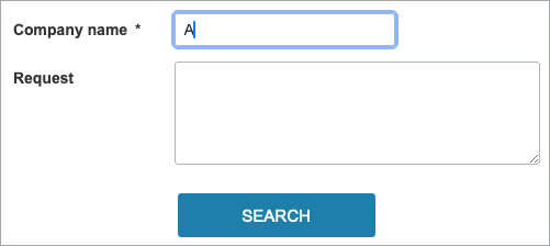 Sample search form showing an input field with an inserted character but no suggested options that would contain that character.