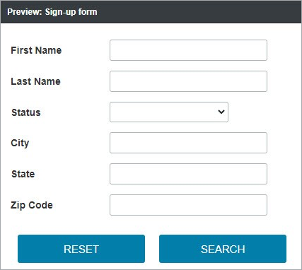 Sample submission form showing the added Reset button.