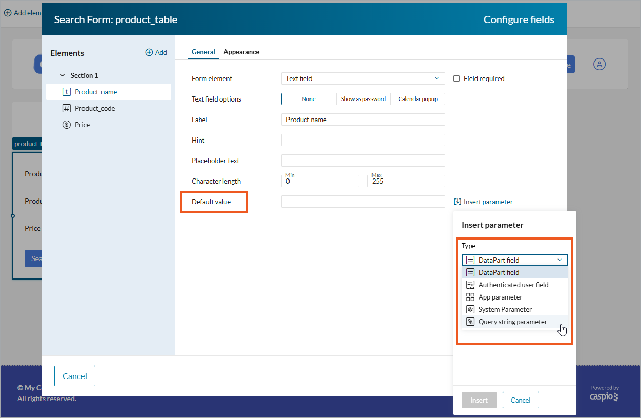 Image showing default value feature in Search Forms.