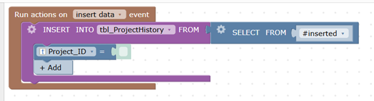 Screenshot showing a the required state of a SELECT FROM block.