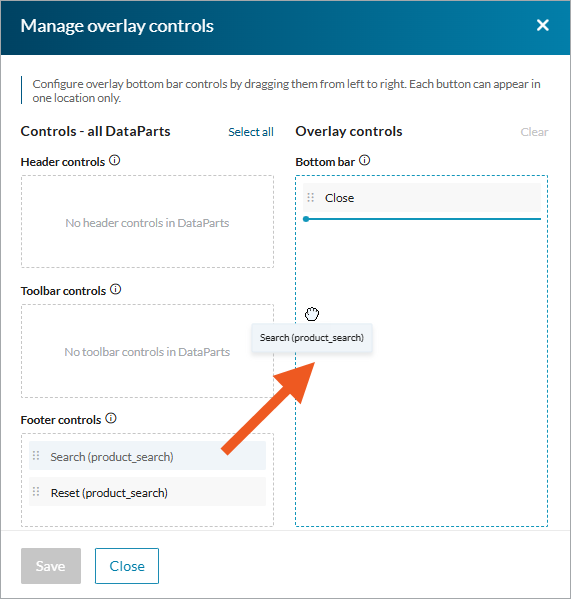Screenshot of the Overlay bottom buttons configuration.