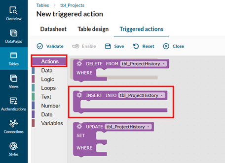 Screenshot showing INSERT INTO block.
