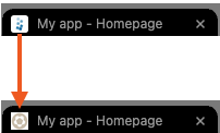 Two browser tabs showing the default and a custom icon for a webpage.