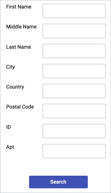 Sample search form with fields for entering search criteria.